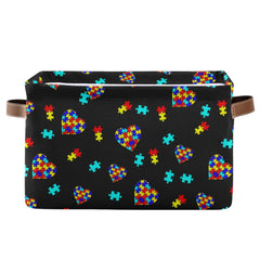 XUWU multicolor puzzle-heart storage basket keeps nursery clutter neatly organized.