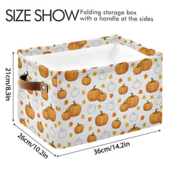 XUWU pumpkin organizer leather handles enable easy carrying.