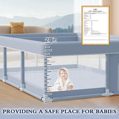XVISHX 74x50 playpen 360-vision design helps parents monitor children easily.