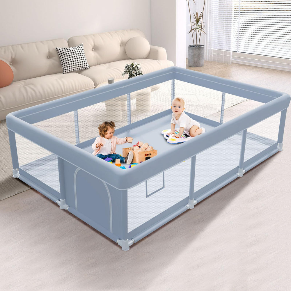 XVISHX 74x50 playpen assembled frame offers sturdy setup for safe play.