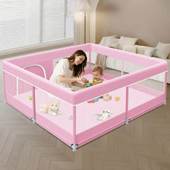 XVISHX Baby Playpen 50-by-50-inch outer view shows a spacious, safe play area for toddlers.