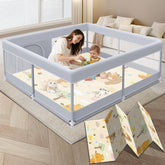 XVISHX Baby Playpen 50x50 assembly shows tool-free setup for quick arrangement.
