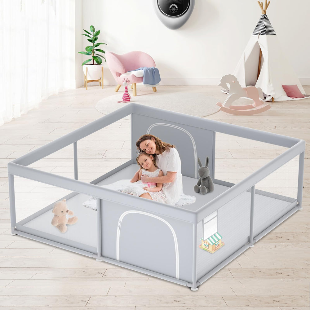 XVISHX baby playpen exterior view shows spacious, safe play area.