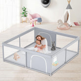 XVISHX baby playpen exterior view shows spacious, safe play area.