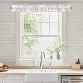 XWZO Sleeve Topper valance front view shows white fabric with easy install.
