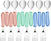 YACAISI 12pc toddler utensils set with colorful handles for self-feeding.