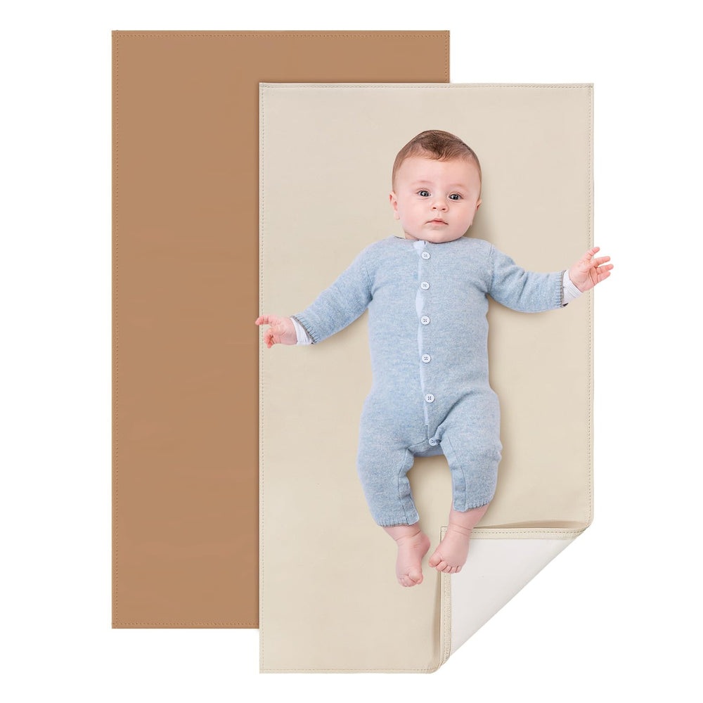 YACODAVO baby leather changing mat folded compactly for travel storage.