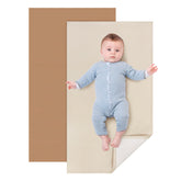YACODAVO baby leather changing mat folded compactly for travel storage.