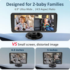 Yakry 2Kids rear headrest camera enables rear-facing monitoring for two kids.