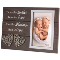 Yakucho Twins Baby Frame front view with protective glass insert protecting memories.