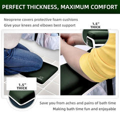 Yalumo elbow rest suction cups securing to tub walls for stability.