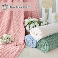 Yameishy ivory cream baby blanket with grid geometry complements nursery aesthetics.