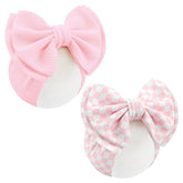 YanJie 2pcs 7in light pink checkered bows headband stylish everyday outfits
