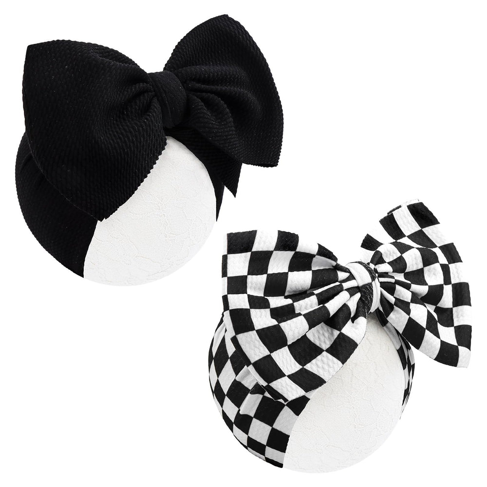 YanJie 2PCS 7inch black bows on headbands for newborns—soft comfort for all-day wear
