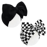 YanJie 2PCS 7inch black bows on headbands for newborns—soft comfort for all-day wear
