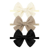 YanJie 3Pcs lace hair bows in black for stylish daily wear