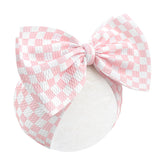 YanJie 7-inch pink checkered bow front view shows gentle comfort for everyday wear