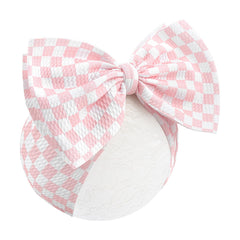 YanJie 7-inch pink checkered bow front view shows gentle comfort for everyday wear