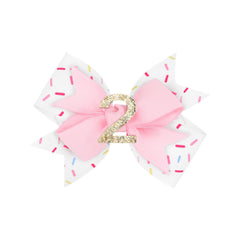 YanJie 4inch donut ice-cream bow adds festive birthday flair for toddlers.