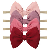 YanJie baby headband pink-wine knotted bow; soft nylon and gentle fit for newborn photos
