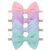 YanJie baby headbands pink aqua set provide soft stretch for growing babies.