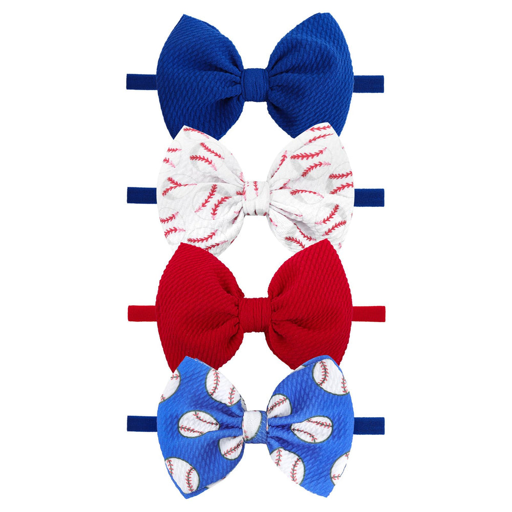 YanJie baseball headbands with navy blue and ruby red bows are skin-friendly for daily wear.