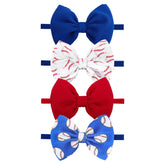YanJie baseball headbands with navy blue and ruby red bows are skin-friendly for daily wear.