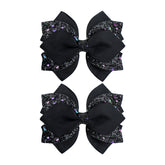 YanJie black sparkle bow clip adds secure style to everyday hairstyles.