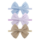 YanJie blue lace bow front view with rhinestones for day-to-day charm.