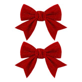 YanJie Christmas red velvet bow clip with gold trim for holiday outfits
