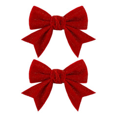 YanJie Christmas red velvet bow clip with gold trim for holiday outfits
