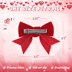 YanJie red velvet bow clip pairs with baby suit for refined festive look