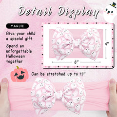 YanJie ghost-pattern bow closeup on headband