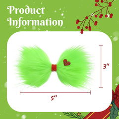 YanJie green Christmas bow on girl's hair for playful holiday style.