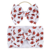 YanJie hairband-football-season-bow-closeup highlights soft fabric and secure fit for active babies.
