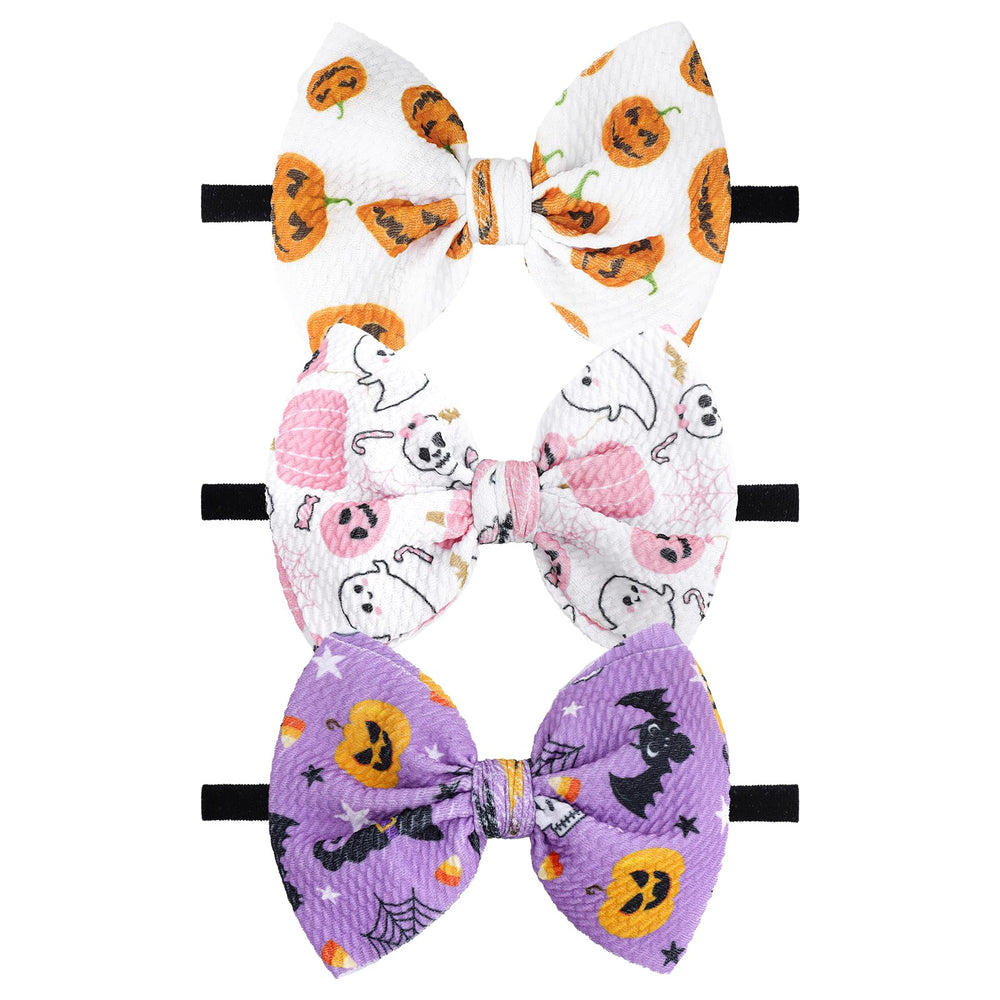 YanJie Halloween headband with ghost-pumpkin bow for photos