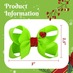 YanJie glitter grosgrain bow clip featuring heart accent for holiday outfits