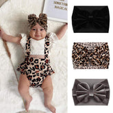 YanJie leopard bow headband gray velvet for soft newborn styling