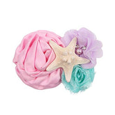 YanJie mermaid baby hair clip pink, triple-flower design for festive outfits.