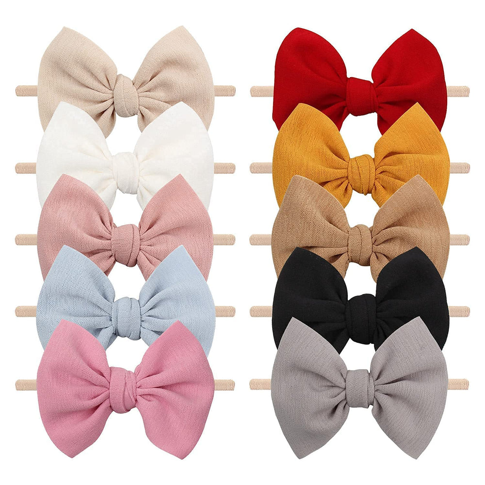 YanJie nylon bow headbands green set of ten for everyday outfits.