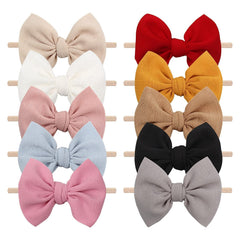 YanJie nylon bow headbands green set of ten for everyday outfits.