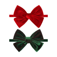 YanJie red velvet bow headband 4 inch, ideal for holiday photos.