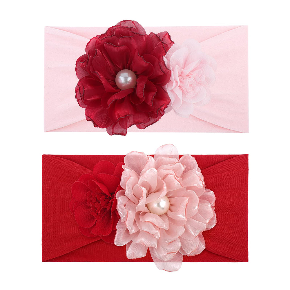 YanJie Valentines headband red bow for newborns with soft stretch comfort