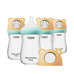 yanyoyo natural glass baby bottle 8oz with wide neck for easy feeding and cleaning.