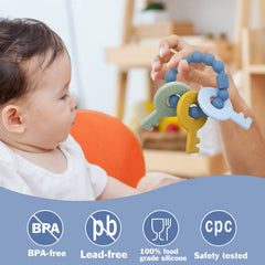 YAPPROMO teether keys set with varied textures for gum relief.
