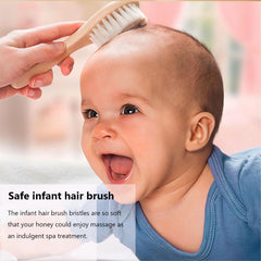 Yarra Modes baby comb set demonstrates natural wooden design for delicate detangling.