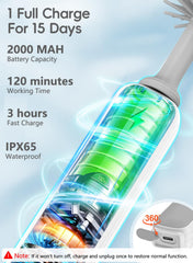 YASEW 2000mAh battery powers long cleaning sessions up to 120 minutes