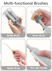 YASEW brush cleaner demonstrates 360-degree cleaning for thorough residue removal