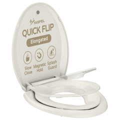 YASFEL biscuit elongated seat with soft-close for quiet bathroom use