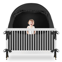 YAVIL blackout baby sleep tent open in crib for daytime naps